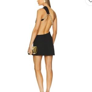 Cult Gaia Black Backless Dress with Gold Chain